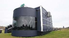 Cold curved Marlon FSX in BBC Commentary Box, British Open Golf, St Andrew's, Scotland - Image 9755