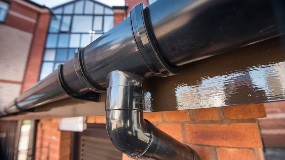 PVCu Round guttering 112mm FITTING CORNER BR48 BS607 BLACK DIY BRETT MARTIN roof 